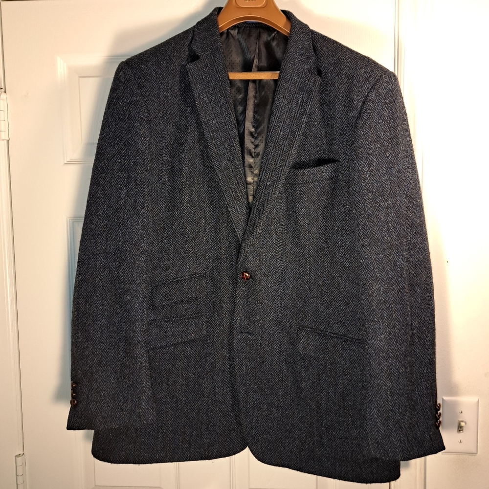 Harris Tweed 46R Blue Herringbone Blazer